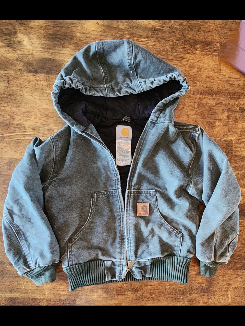 Carhartt Green Hooded Work Jacket Coat Kids Size Small 6/7